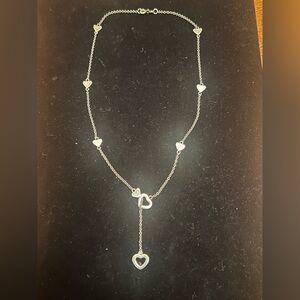 925 STERLING SILVER HEART LARIAT NECKLACE